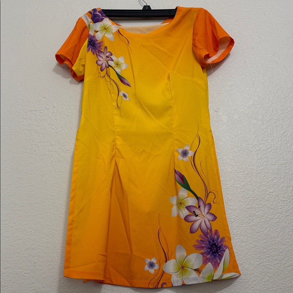 Floral Yellow and Orange Dress